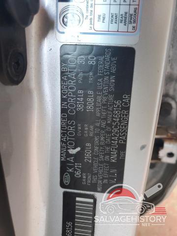KNAFU4A29C5468156 2012 KIA FORTE photo no. 12