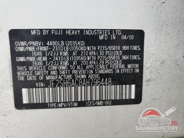 JF2SH6AC8AH796448 2010 SUBARU FORESTER photo no. 14
