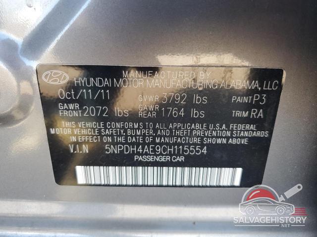 5NPDH4AE9CH115554 2012 HYUNDAI ELANTRA photo no. 12