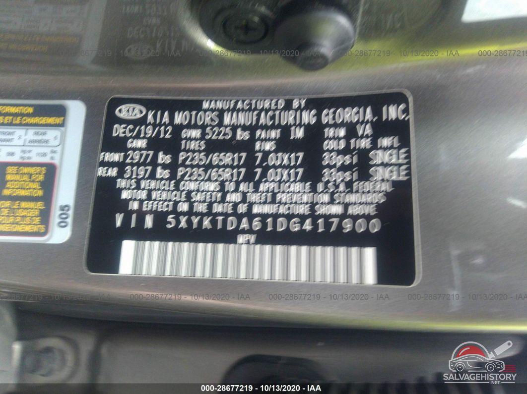 5XYKTDA61DG417900 2013 KIA SORENTO photo no. 9