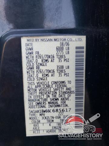 5N1AR18W66C685617 2006 NISSAN PATHFINDER photo no. 12