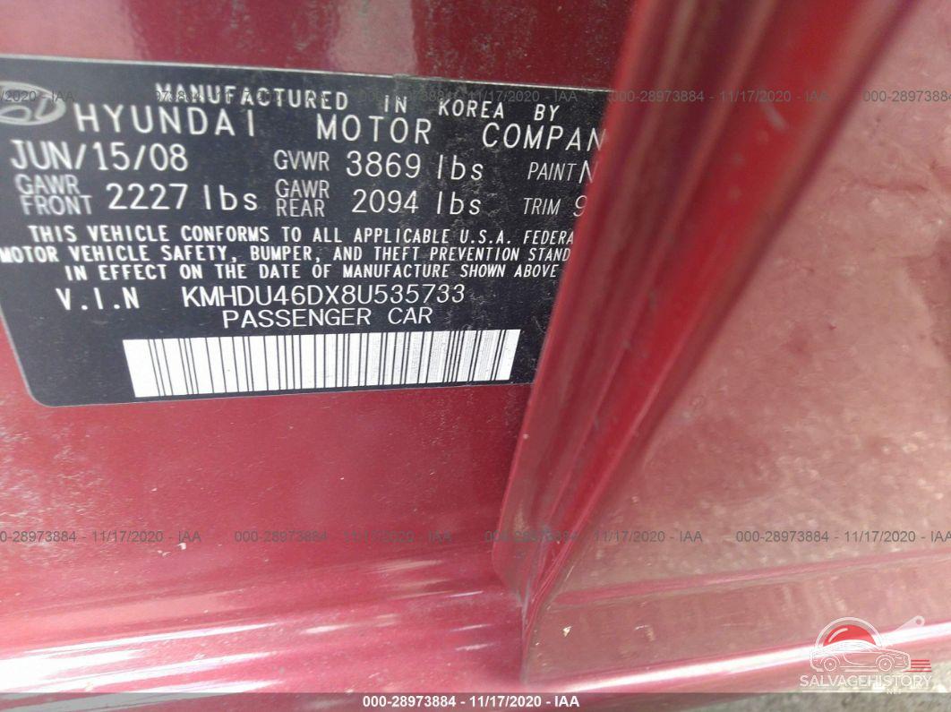 KMHDU46DX8U535733 2008 HYUNDAI ELANTRA photo no. 9