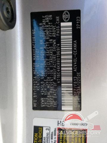 4T1BE46K88U196974 2008 TOYOTA CAMRY photo no. 12