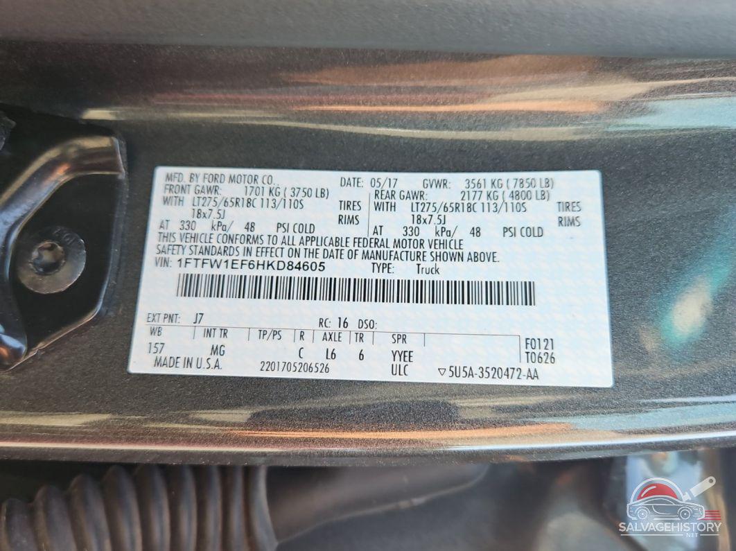 1FTFW1EF6HKD84605 2017 FORD F150 photo no. 10