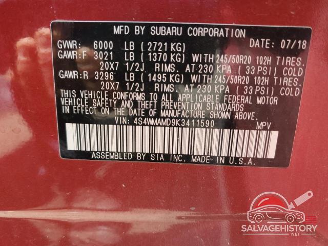 4S4WMAMD9K3411590 2019 SUBARU ASCENT photo no. 13