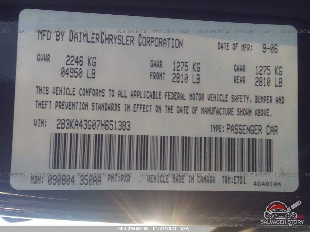 2B3KA43G07H651383 2007 DODGE CHARGER photo no. 9