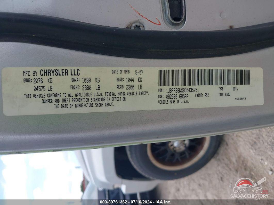 1J8FF28WX8D543575 2008 JEEP PATRIOT photo no. 9