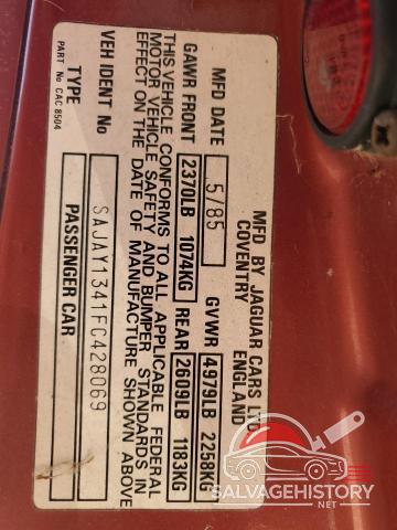 SAJAY1341FC428069 1985 JAGUAR XJ6 photo no. 12
