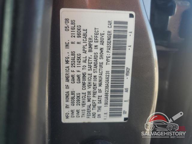 19UUA66238A046231 2008 ACURA TL photo no. 12