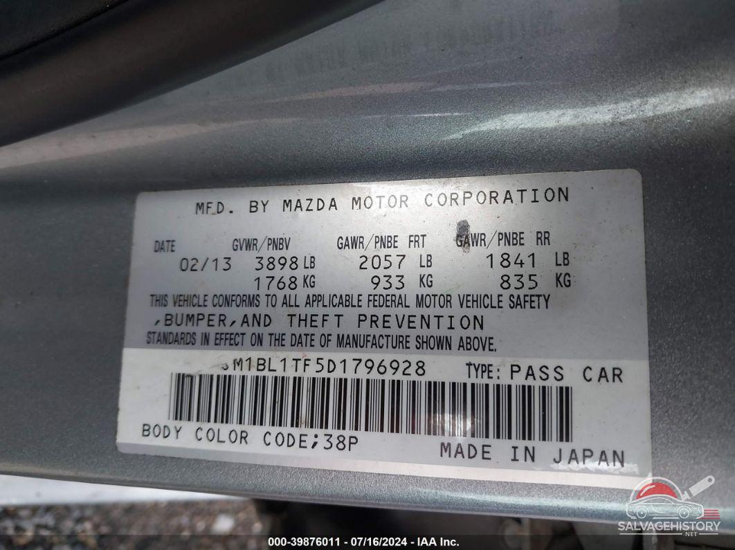 JM1BL1TF5D1796928 2013 MAZDA MAZDA3 photo no. 9
