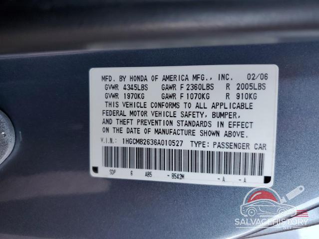 1HGCM82636A010527 2006 HONDA ACCORD photo no. 12
