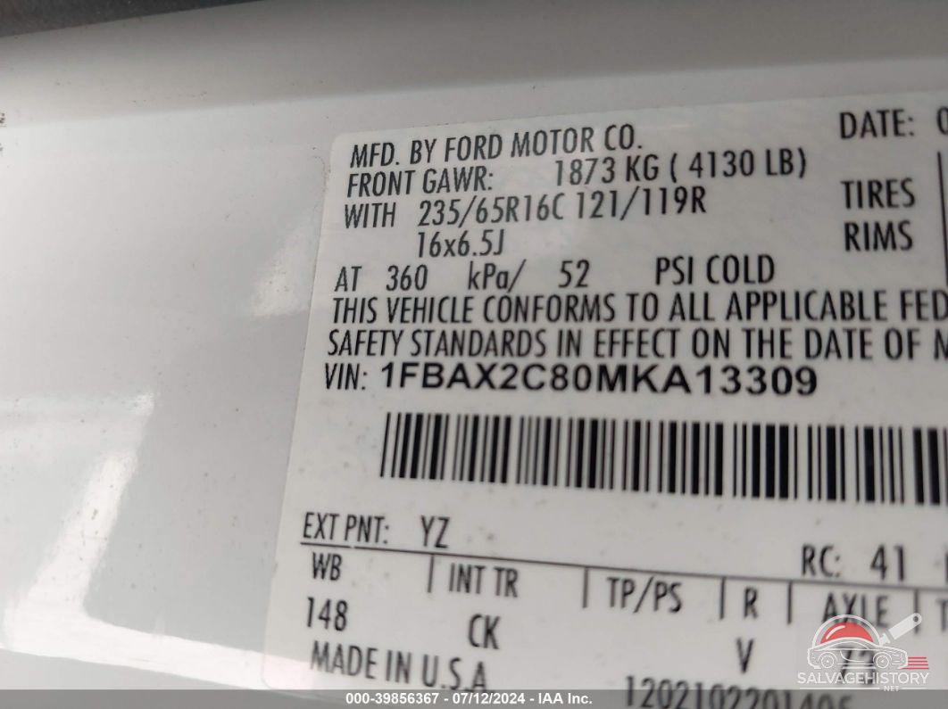 1FBAX2C80MKA13309 2021 FORD TRANSIT-350 PASSENGER VAN photo no. 9