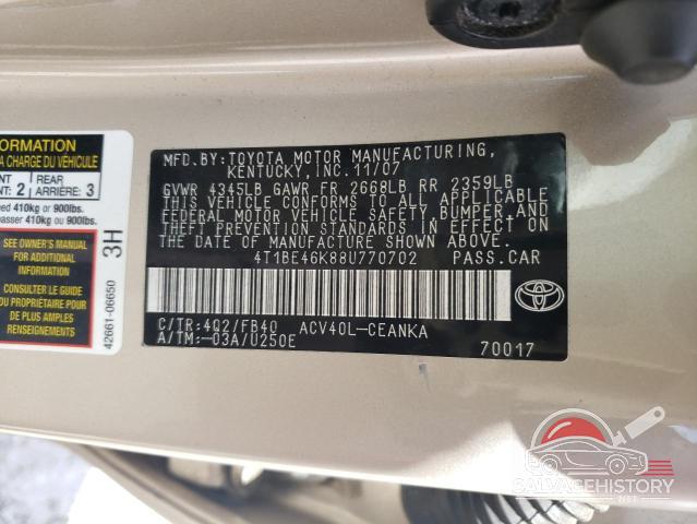 4T1BE46K88U770702 2008 TOYOTA CAMRY photo no. 13
