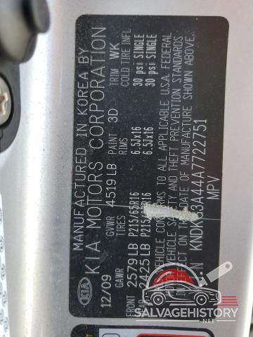 KNDKG3A44A7722751 2010 KIA SPORTAGE photo no. 12