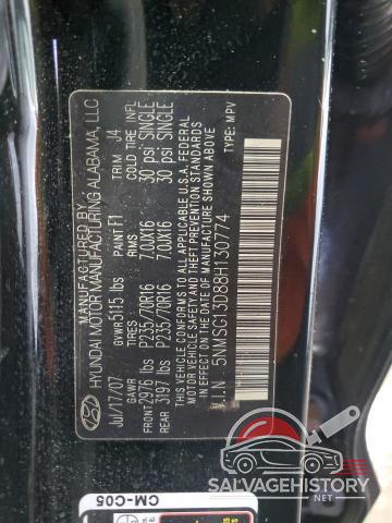 5NMSG13D88H130774 2008 HYUNDAI SANTA FE photo no. 12