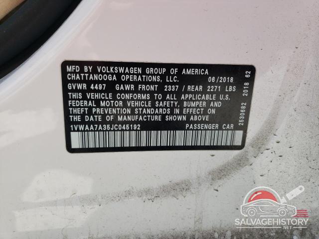 1VWAA7A35JC045192 2018 VOLKSWAGEN PASSAT photo no. 12