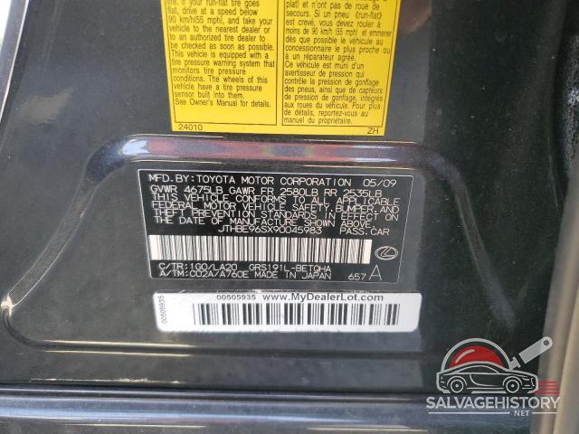 JTHBE96SX90045983 2009 LEXUS GS350 photo no. 12