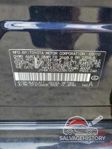 JTHBK1EG9A2385187 2010 LEXUS ES350 photo no. 13