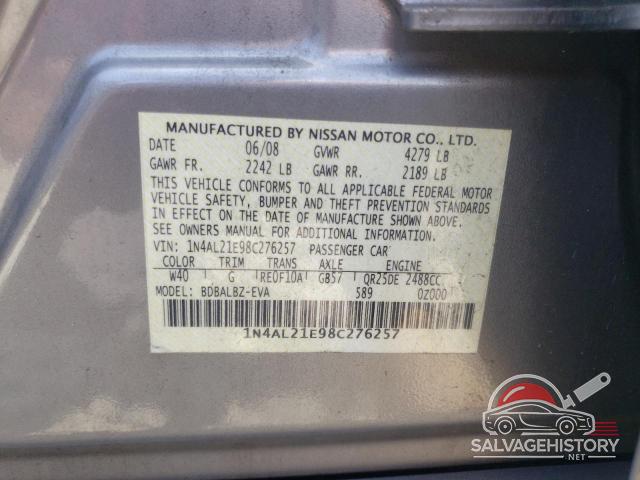 1N4AL21E98C276257 2008 NISSAN ALTIMA photo no. 13
