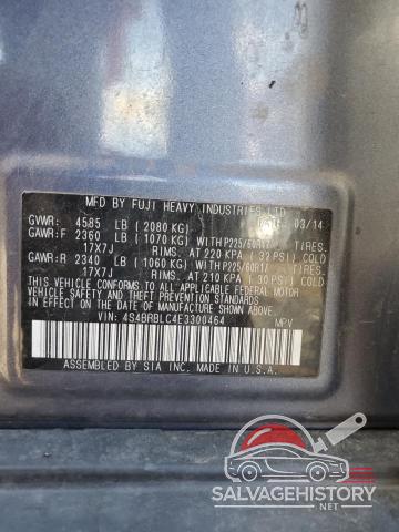 4S4BRBLC4E3300464 2014 SUBARU OUTBACK photo no. 13