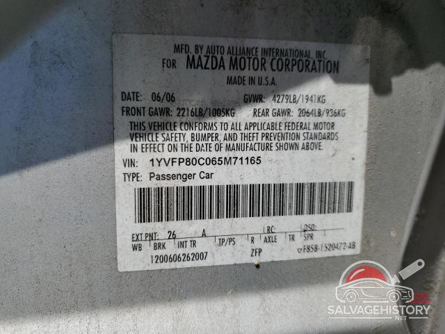1YVFP80C065M71165 2006 MAZDA 6 photo no. 13