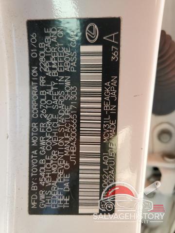 JTHBA30G665171303 2006 LEXUS ES330 photo no. 12