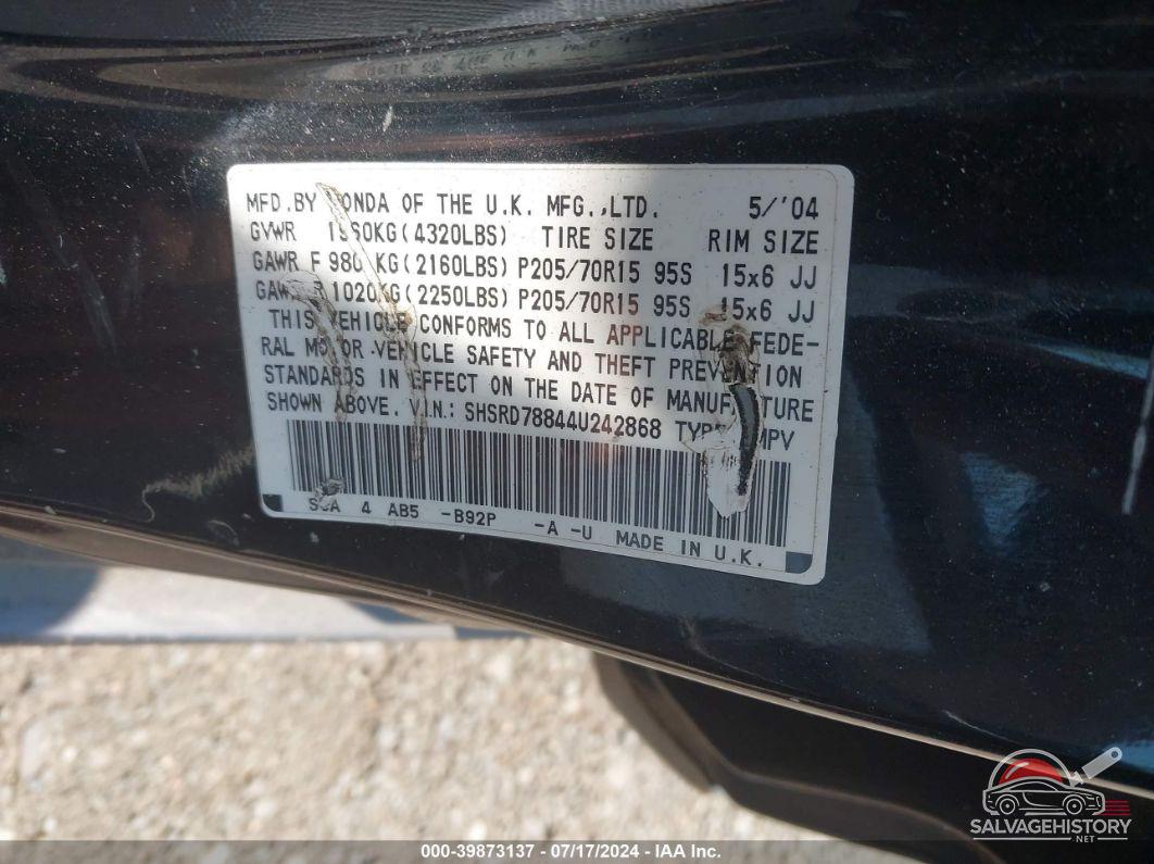 SHSRD78844U242868 2004 HONDA CR-V photo no. 9