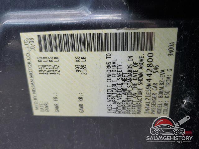 1N4AL21E59N442800 2009 NISSAN ALTIMA photo no. 12