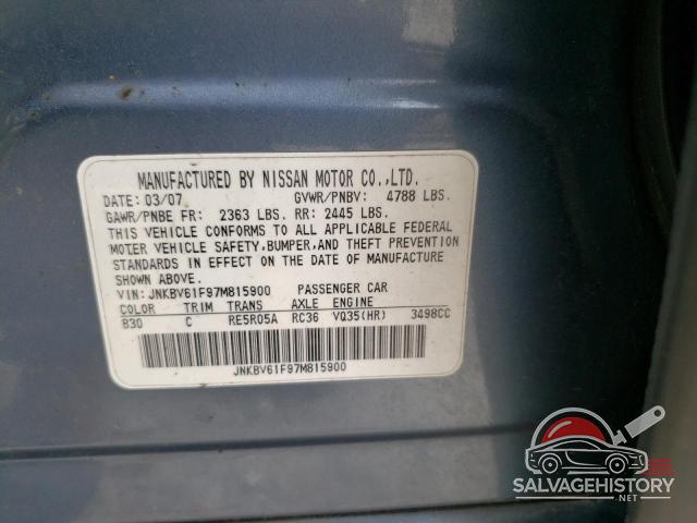 JNKBV61F97M815900 2007 INFINITI G35 photo no. 13