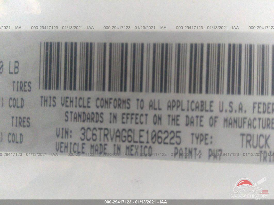 3C6TRVAG6LE106225 2020 RAM PROMASTER CARGO VAN photo no. 9
