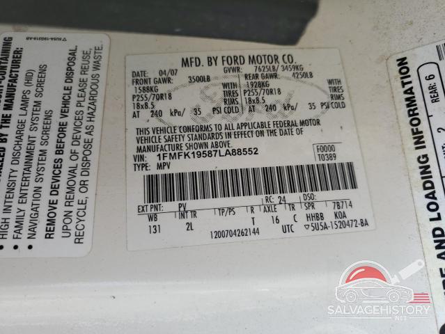 1FMFK19587LA88552 2007 FORD EXPEDITION photo no. 13