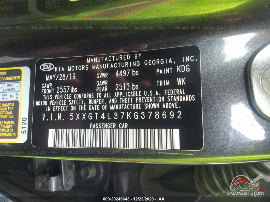 5XXGT4L37KG378692 2019 KIA OPTIMA photo no. 9