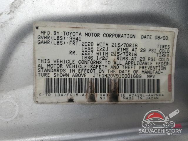 JTEGH20V910001689 2001 TOYOTA RAV4 photo no. 12