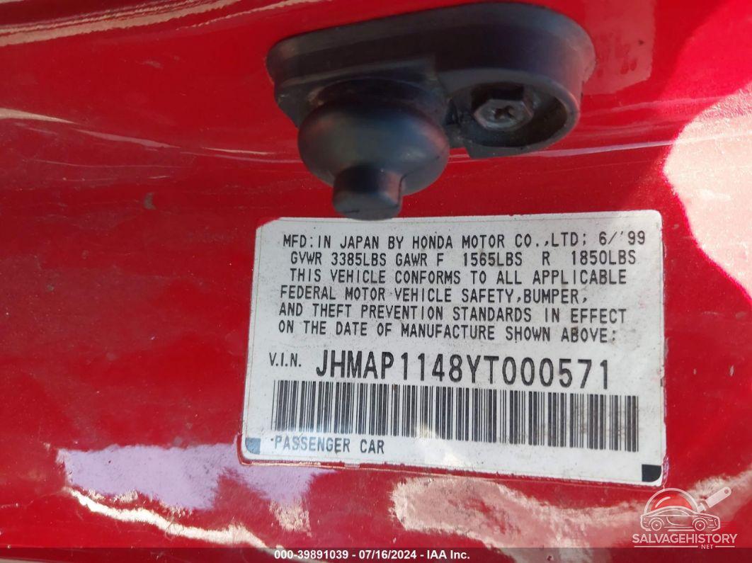 JHMAP1148YT000571 2000 HONDA S2000 photo no. 9