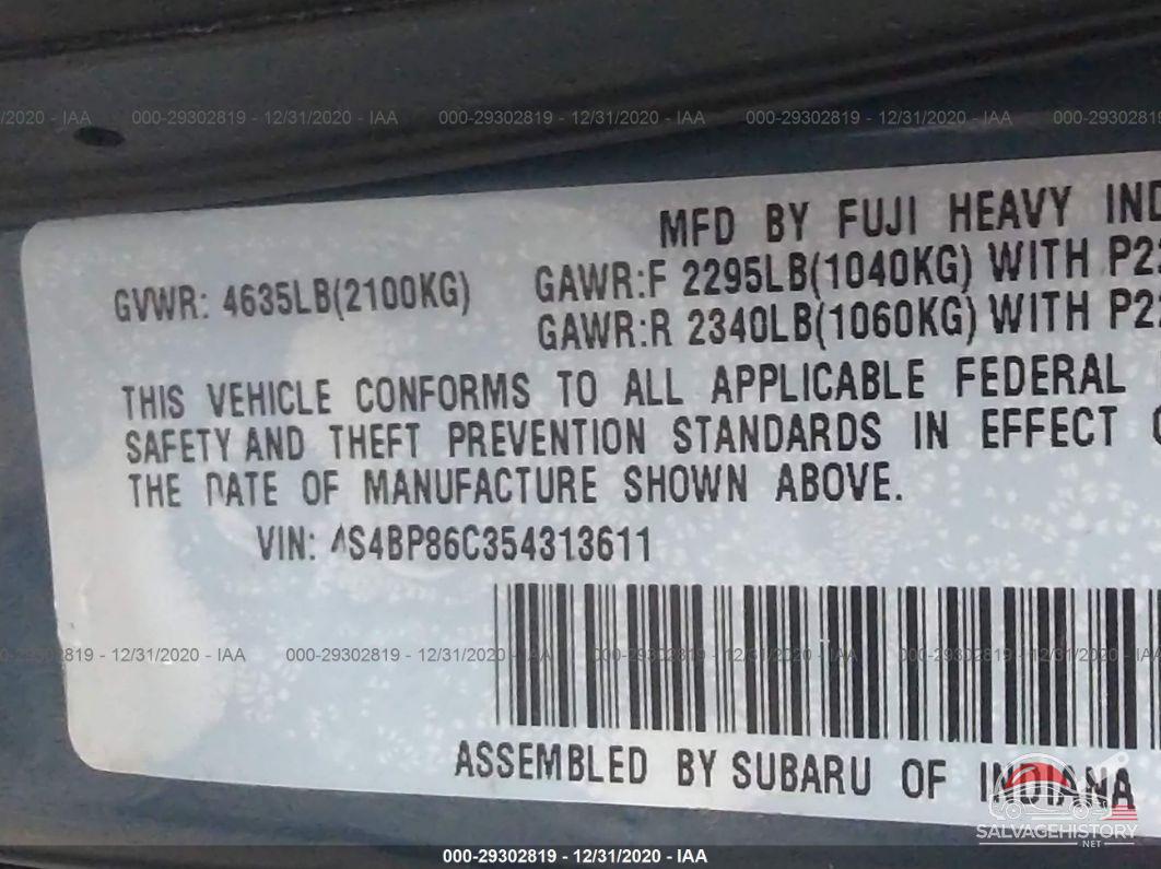 4S4BP86C354313611 2005 SUBARU LEGACY WAGON (NATL) photo no. 9
