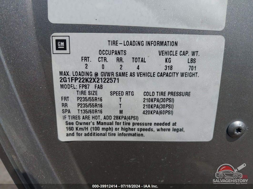 2G1FP22K2X2122571 1999 CHEVROLET CAMARO photo no. 9