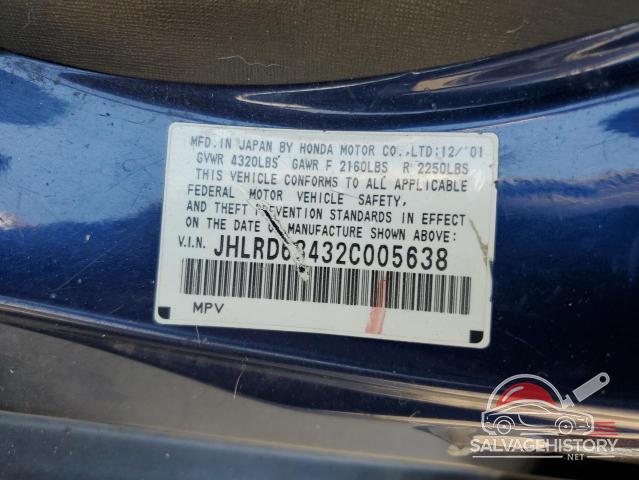 JHLRD68432C005638 2002 HONDA CRV photo no. 13