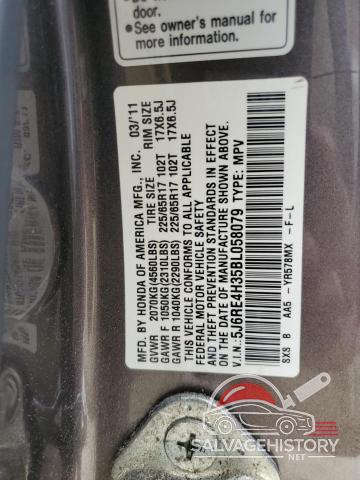5J6RE4H35BL058079 2011 HONDA CRV photo no. 12