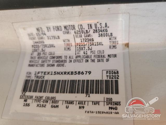 1FTEX15NXRKB58679 1994 FORD All Models photo no. 12