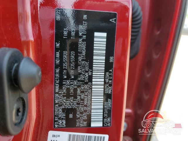 5TDDZRBHXNS587259 2022 TOYOTA HIGHLANDER photo no. 13