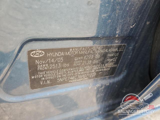 5NPET46C36H071209 2006 HYUNDAI SONATA photo no. 12