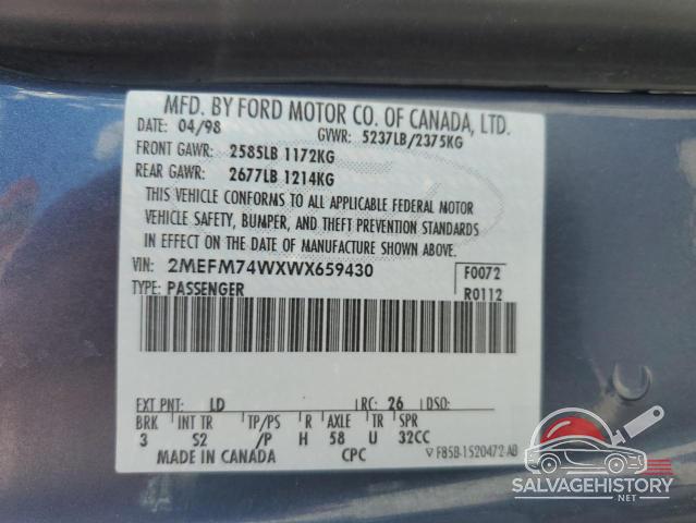 2MEFM74WXWX659430 1998 MERCURY GRMARQUIS photo no. 12