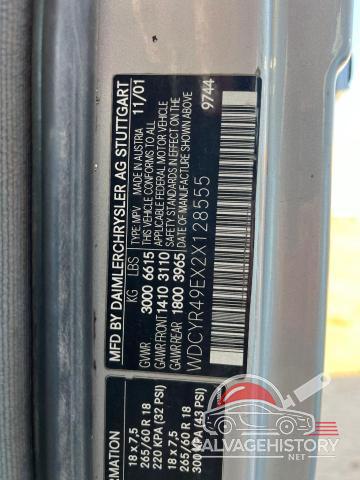 WDCYR49EX2X128555 2002 MERCEDES-BENZ G-CLASS photo no. 10