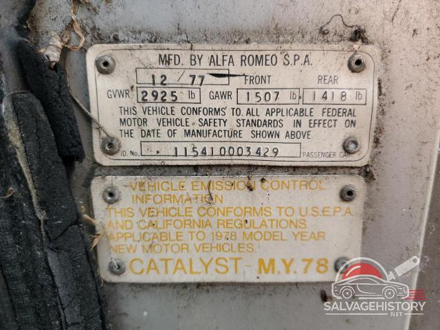 AR115410003429 1978 ALFA ROMEO SPIDER photo no. 13