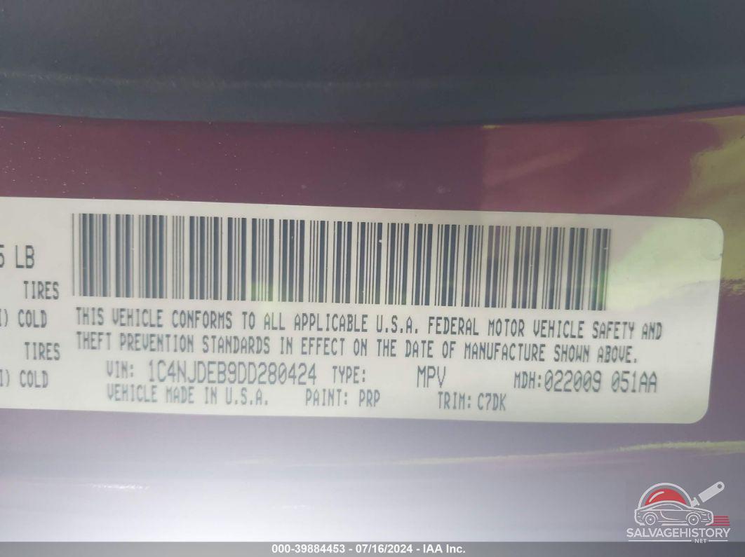 1C4NJDEB9DD280424 2013 JEEP COMPASS photo no. 9
