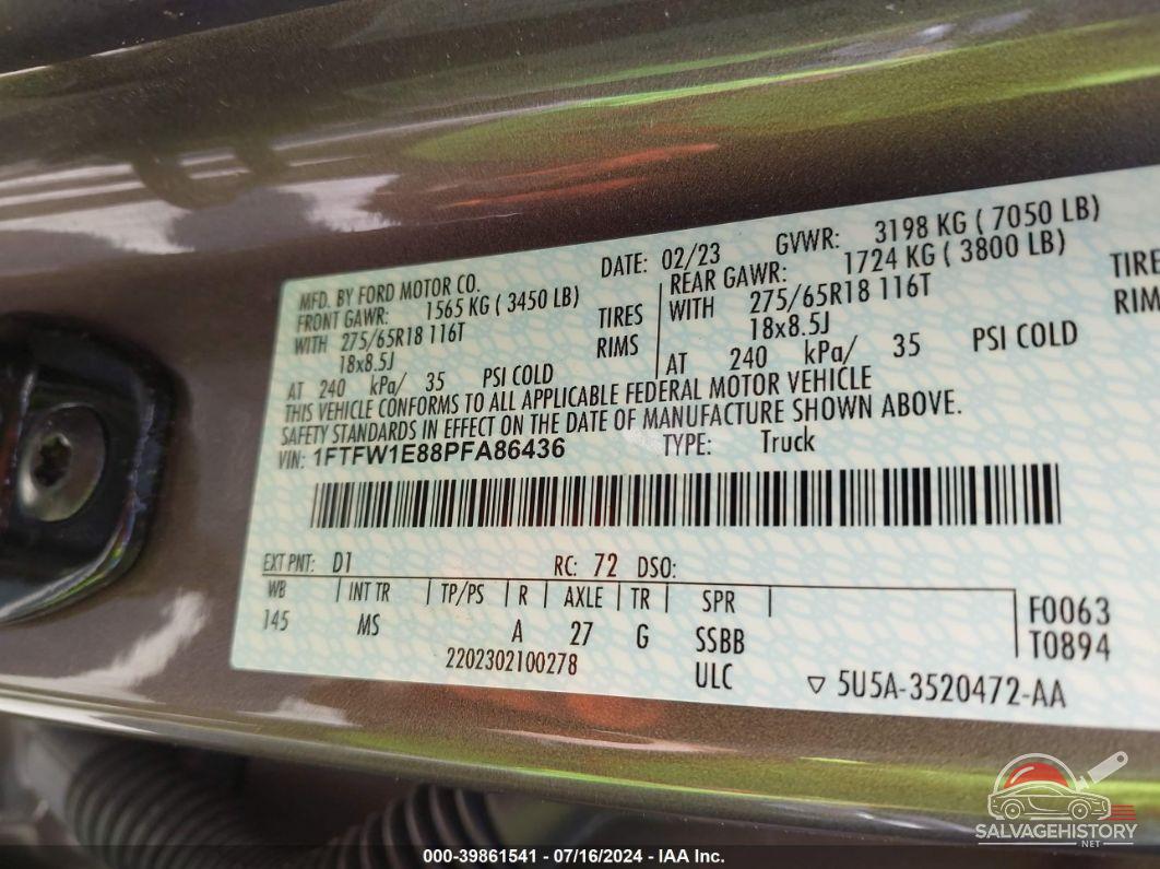 1FTFW1E88PFA86436 2023 FORD F150 photo no. 9