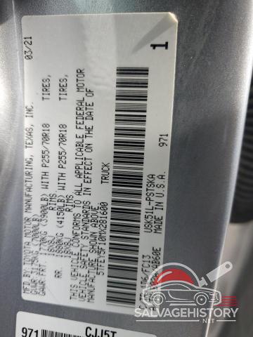 5TFEY5F10MX281600 2021 TOYOTA TUNDRA photo no. 12