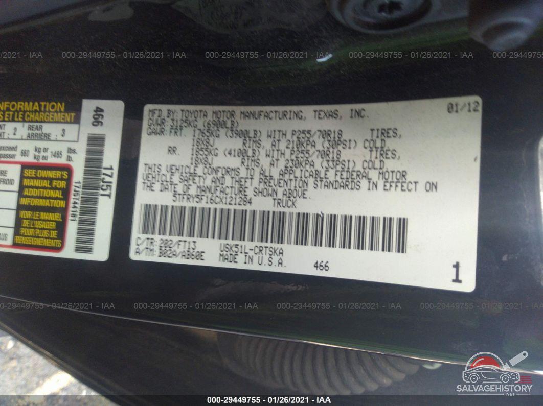 5TFRY5F16CX121284 2012 TOYOTA TUNDRA 2WD TRUCK photo no. 9