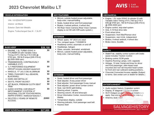 1G1ZD5ST8PF232684 2023 CHEVROLET MALIBU photo no. 12