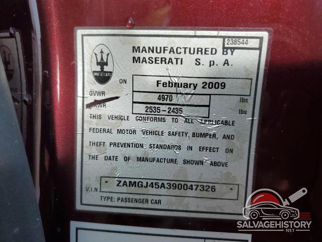 ZAMGJ45A390047326 2009 MASERATI ALL MODELS photo no. 13